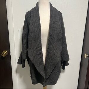 Barefoot Dreams Cozychic Chevron Rib Cardigan Carbon Gray Womens Size Small/Med